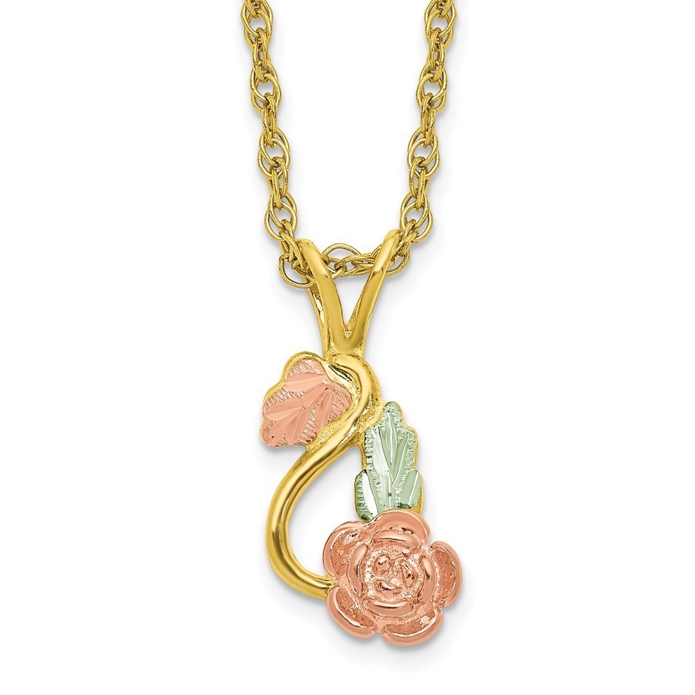 10K Tri-colorwith 14K Gold-filled Chain Black Hills Gold Necklace